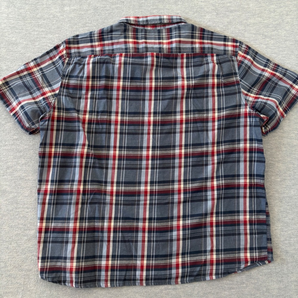 The North Face Mens XL Short Sleeve Plaid Button Down Shirt Blue Red White - Picture 7 of 9